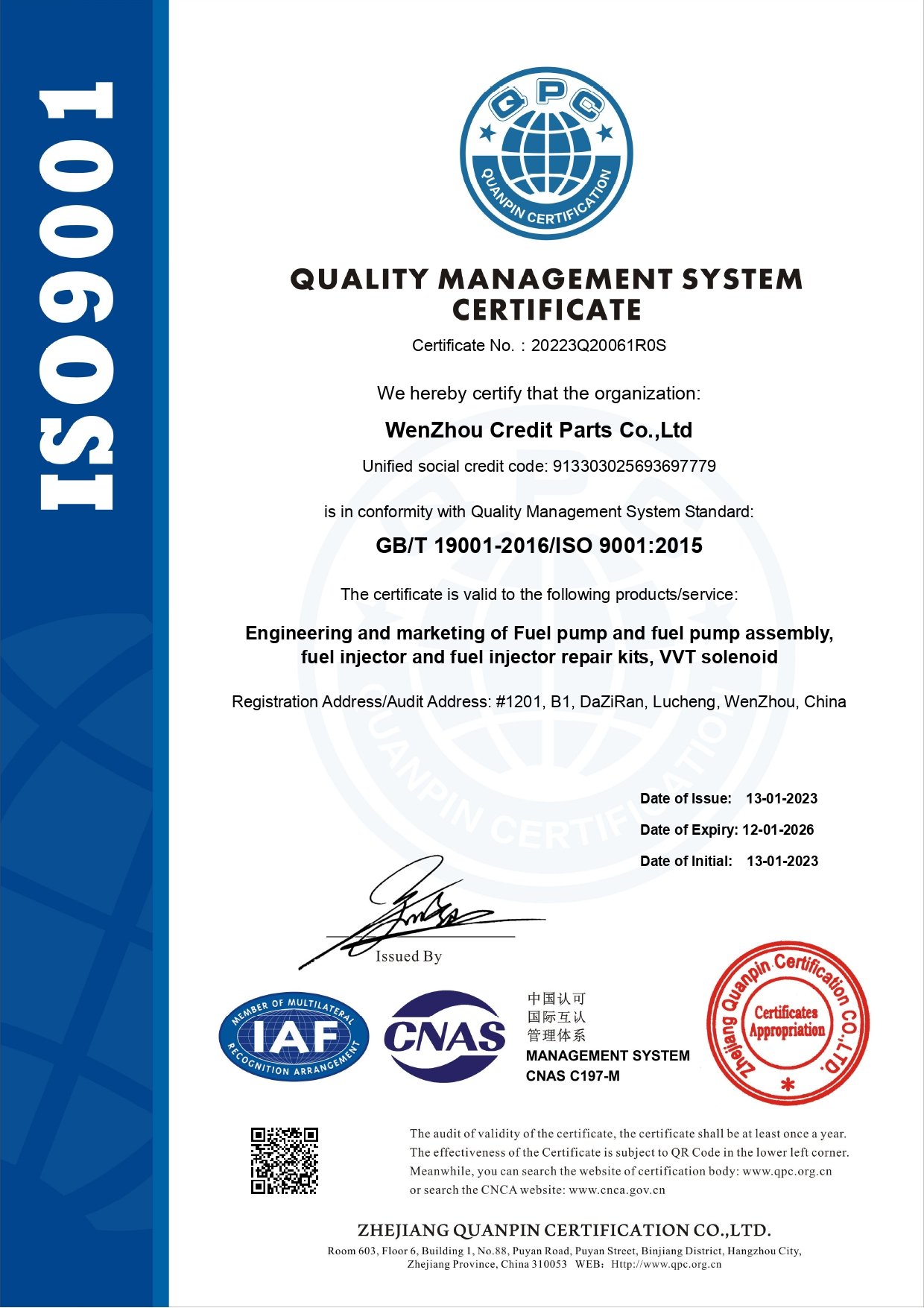 CreditParts ISO9001