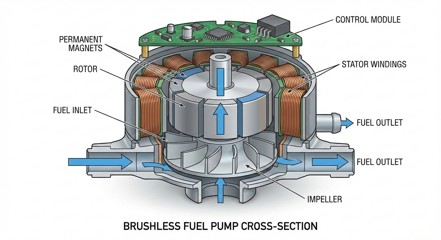 What is a brushless fuel pump – working principle and cross-section